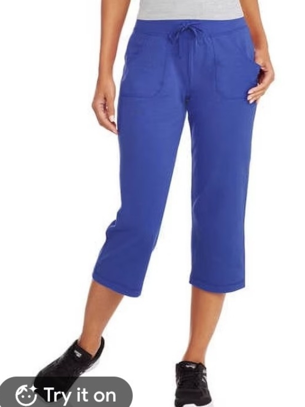 Athletic Works Royal Blue Drawstring Crop Capris